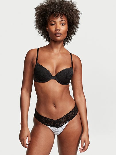 Tanga de algodón con cintura de encaje Victoria's Secret