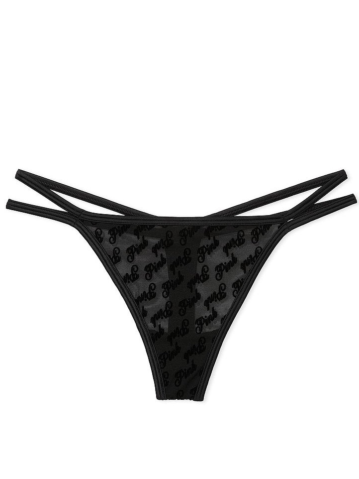 Tanga de malla con doble tira gruesa de Pink Victoria's Secret