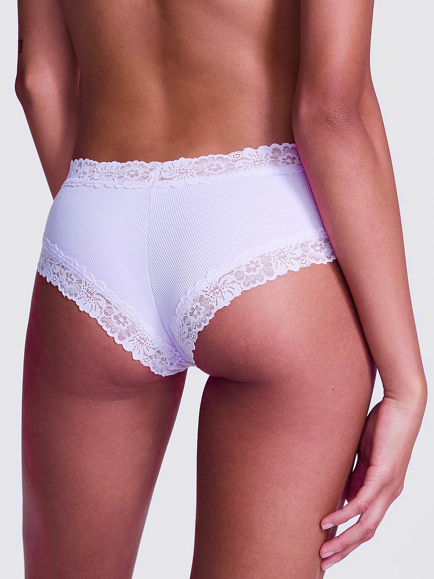 Cheeky de algodón con cintura de encaje, Pink - Victoria's Secret