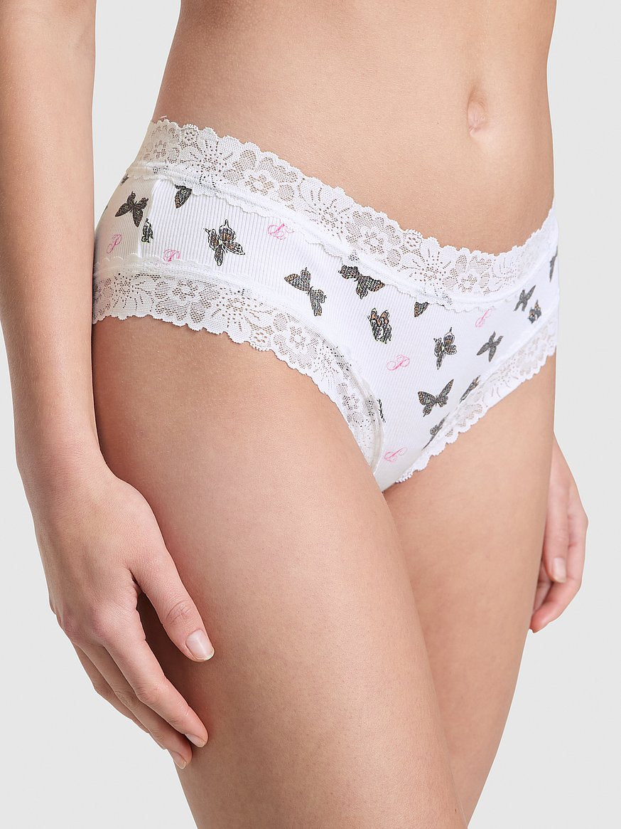 Cheeky de algodón con cintura de encaje, Pink - Victoria's Secret