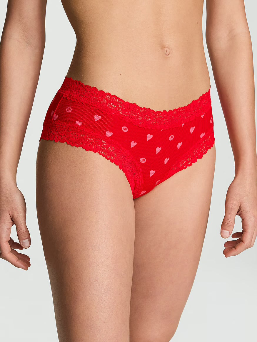 Cheeky de algodón con cintura de encaje, Pink - Victoria'S Secret