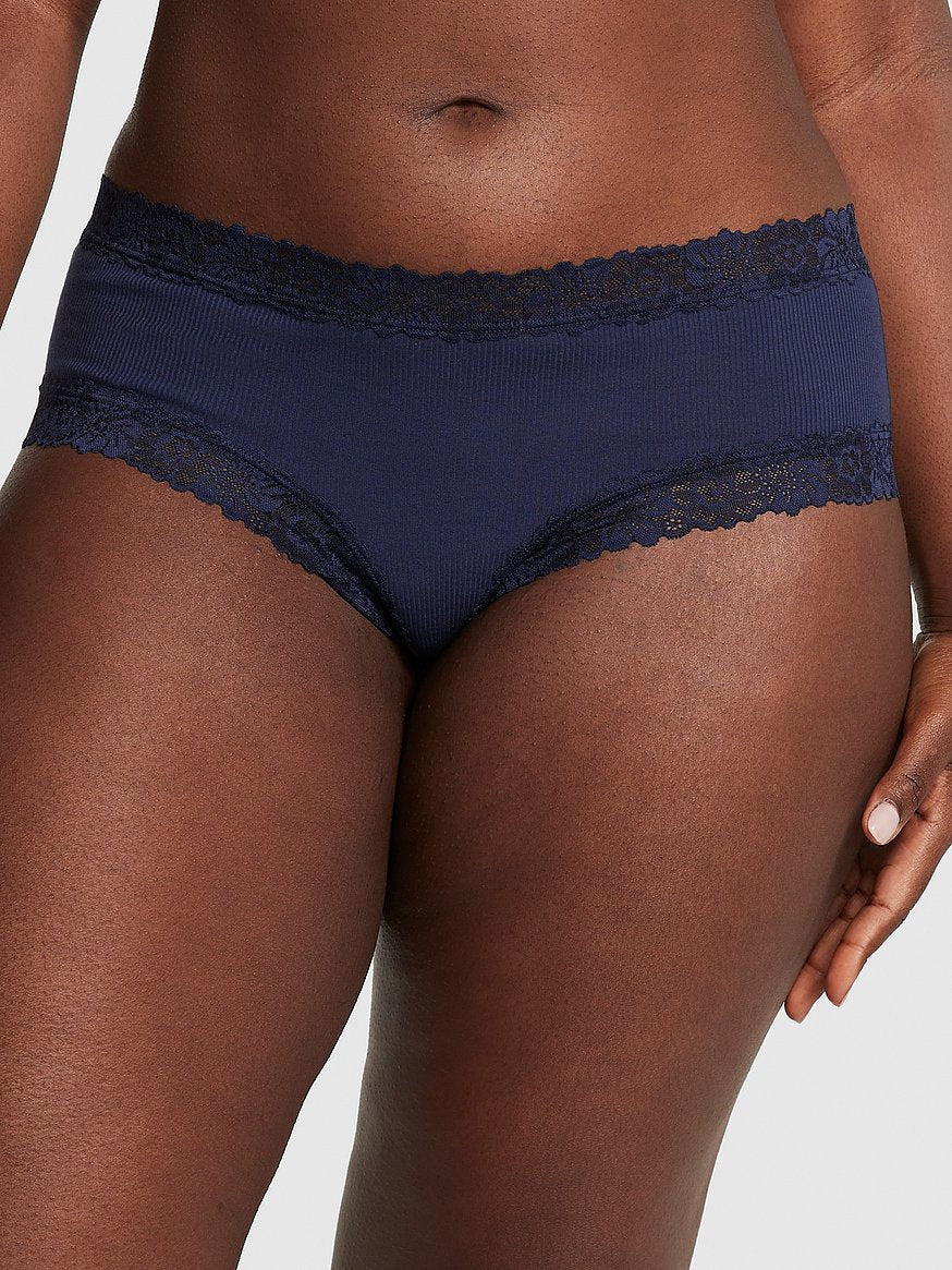 Cheeky de algodón con cintura de encaje, Pink - Victoria'S Secret