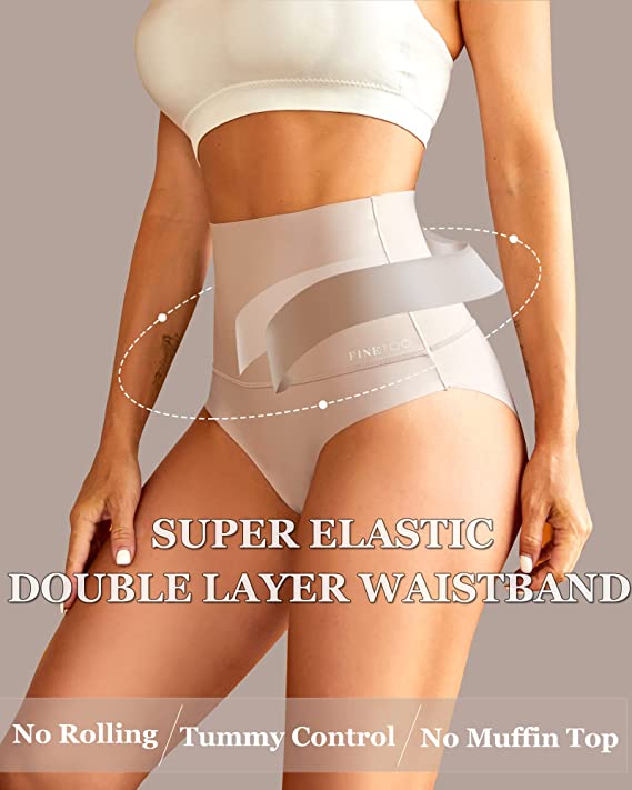 FINETOO Panty con control de abdomen, de cintura alta, de nailon, sin costuras