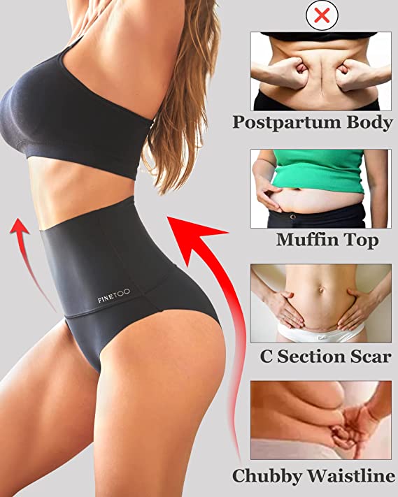 FINETOO Panty con control de abdomen, de cintura alta, de nailon, sin costuras