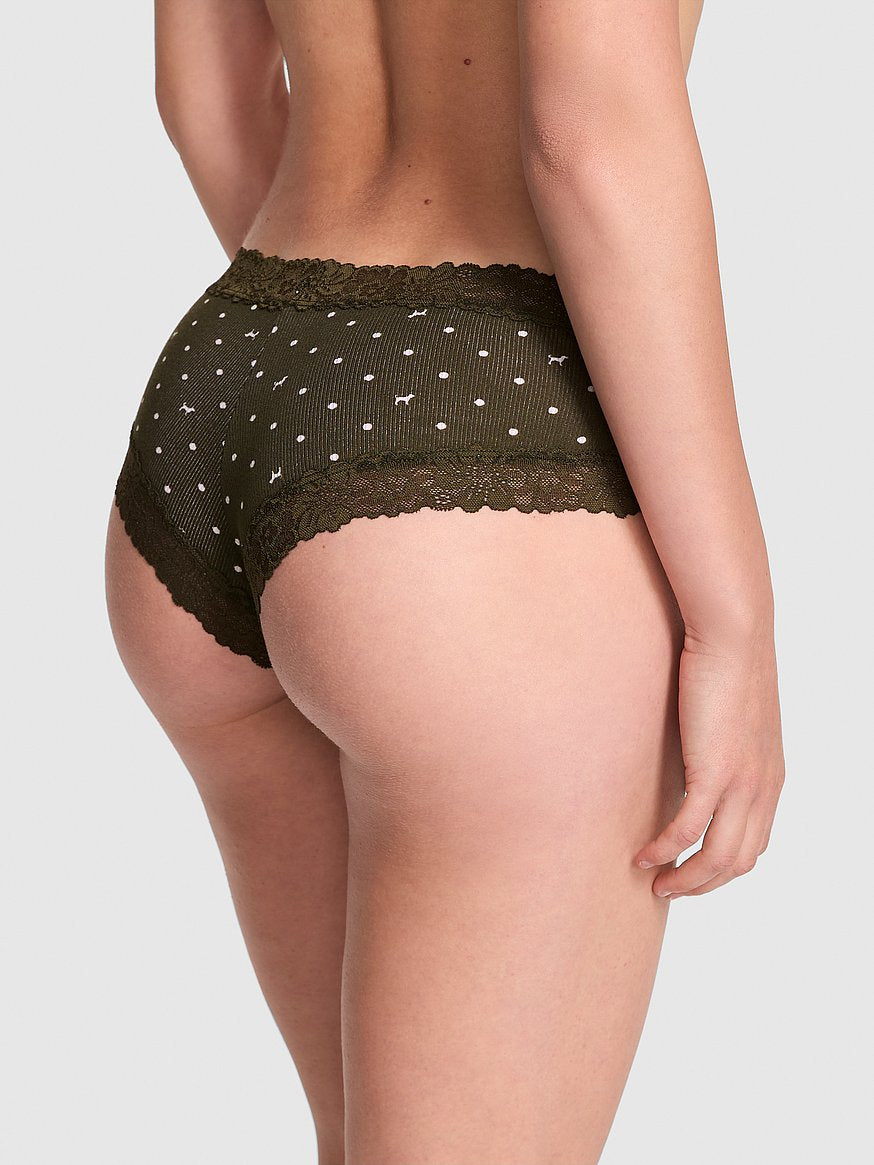 Cheeky de algodón con cintura de encaje, Pink - Victoria's Secret