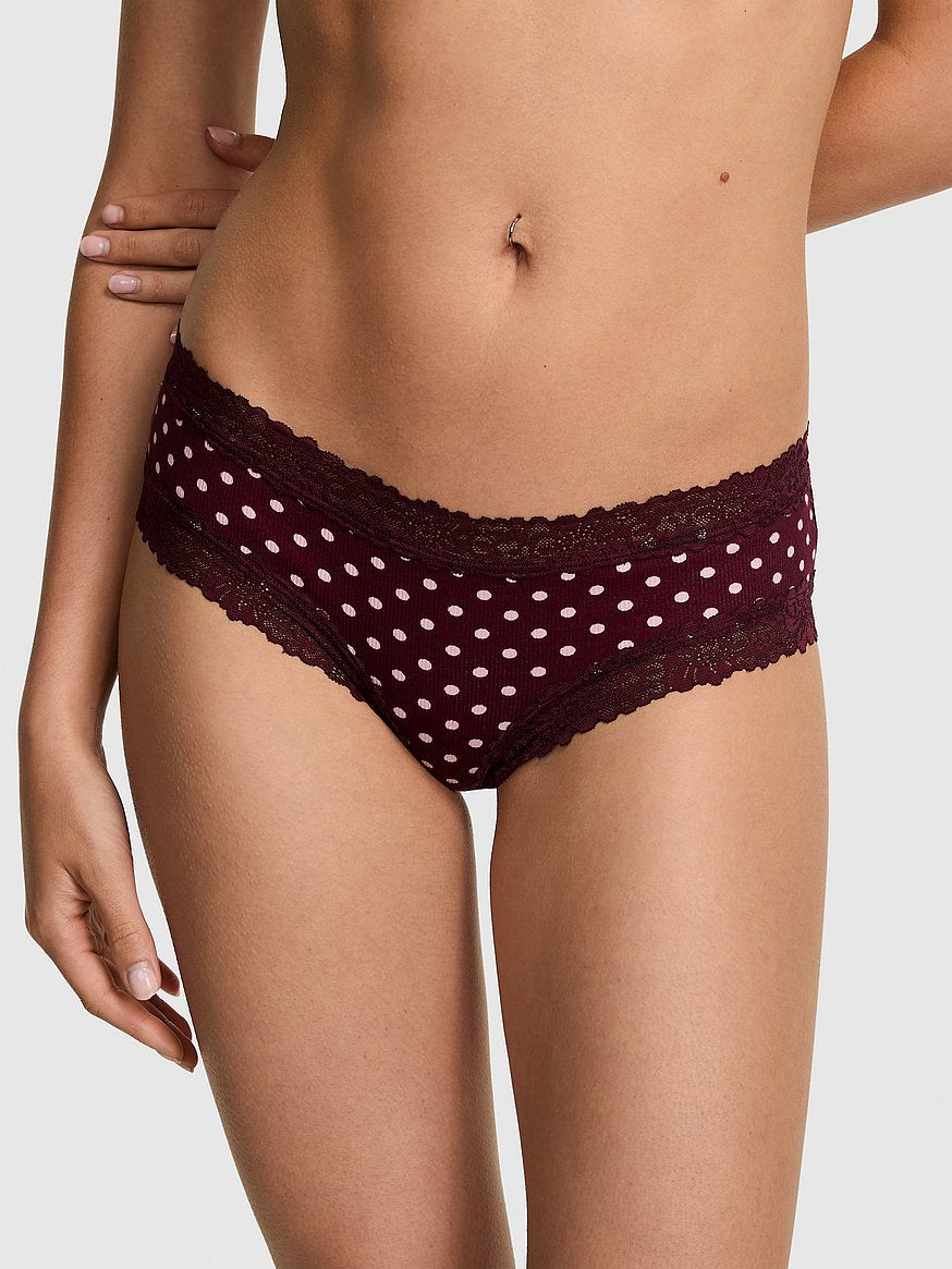 Cheeky de algodón con cintura de encaje, Pink - Victoria's Secret