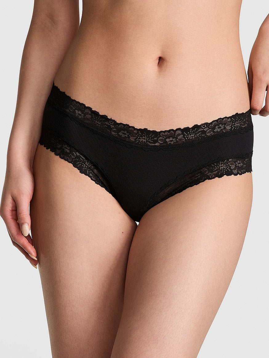 Cheeky de algodón con cintura de encaje, Pink - Victoria'S Secret