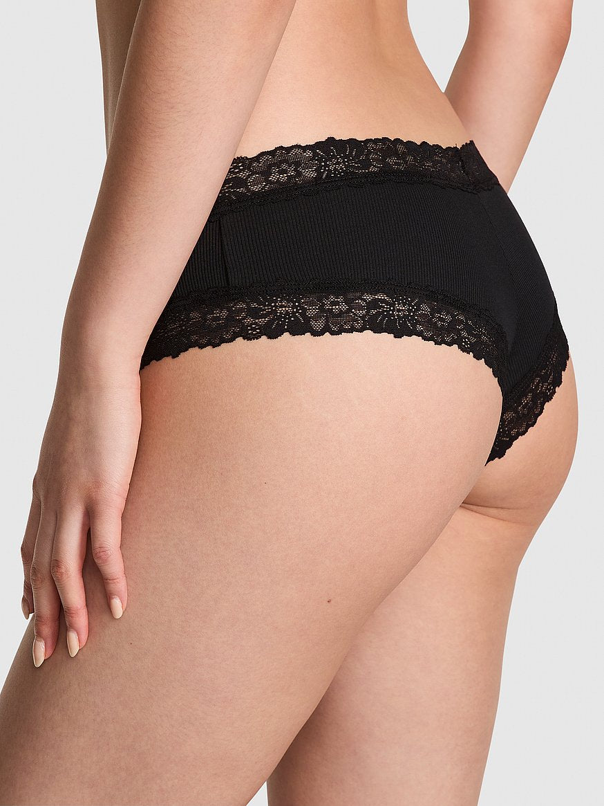 Cheeky de algodón con cintura de encaje, Pink - Victoria'S Secret