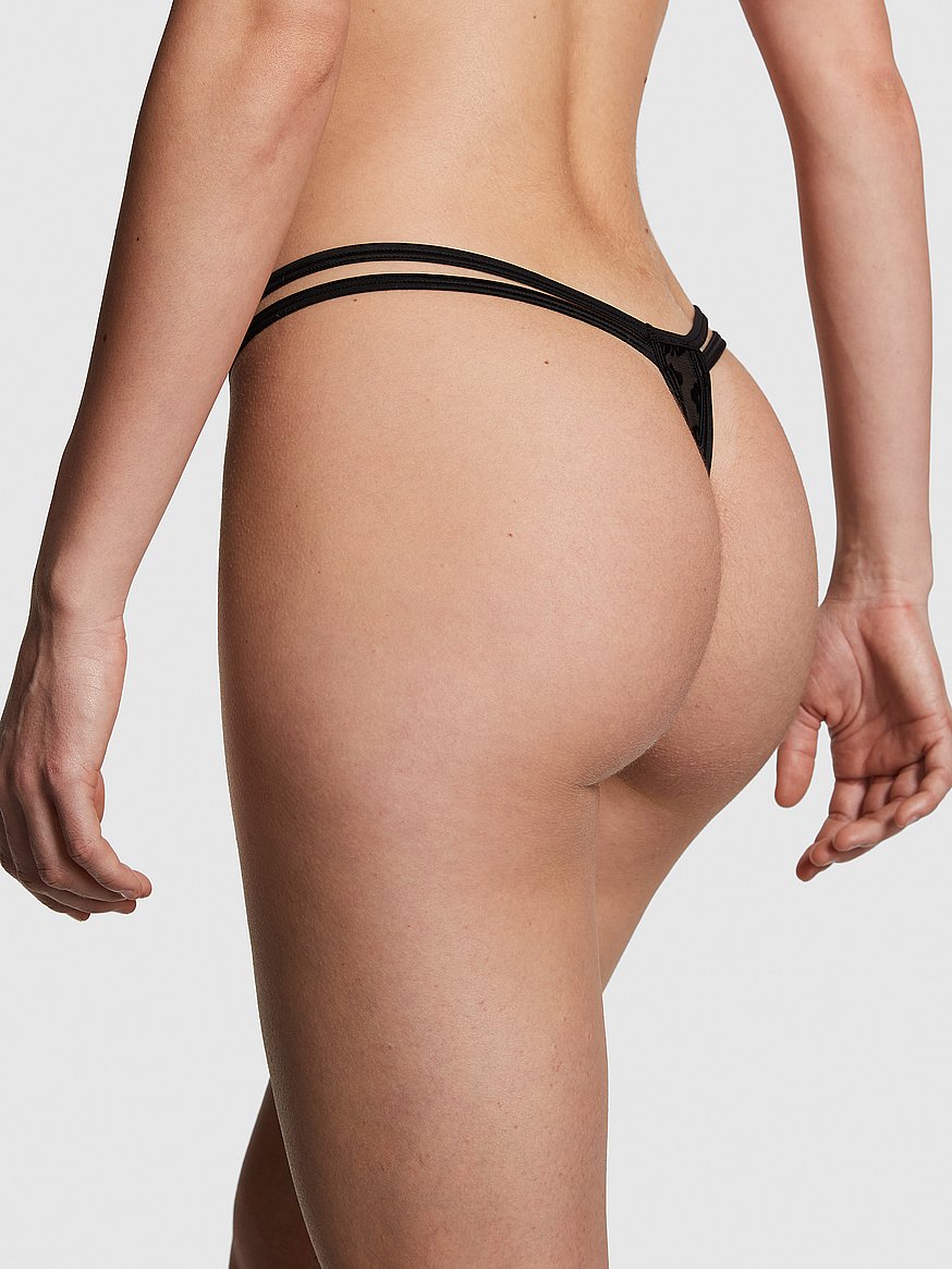 Tanga de malla con doble tira gruesa de Pink Victoria's Secret