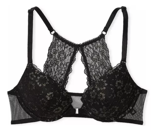 Brasier Push up con cierre frontal de encaje Negro brillante Victoria´s Secret