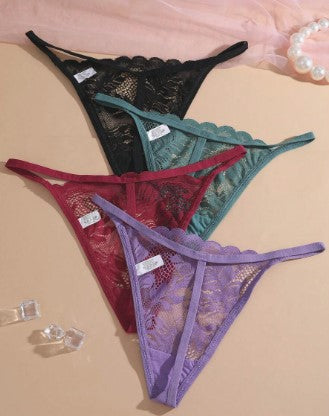 FINETOO Paquete de 4 hilos sexi de encaje