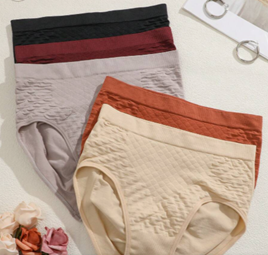 FINETOO 5 piezas de bragas de mujer con cintura alta y cobertura total de color melocotón, ropa interior