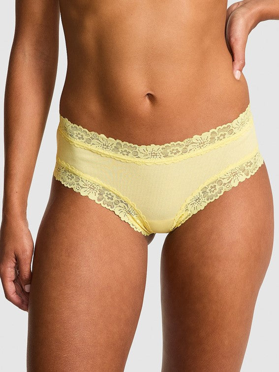 Cheeky de algodón con cintura de encaje, Pink - Victoria'S Secret