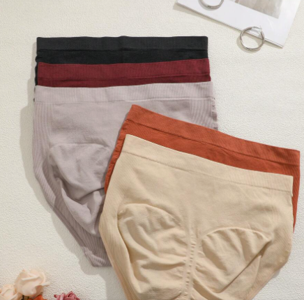 FINETOO 5 piezas de bragas de mujer con cintura alta y cobertura total de color melocotón, ropa interior