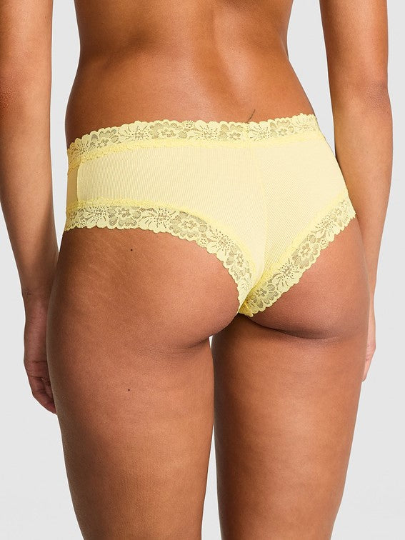 Cheeky de algodón con cintura de encaje, Pink - Victoria'S Secret