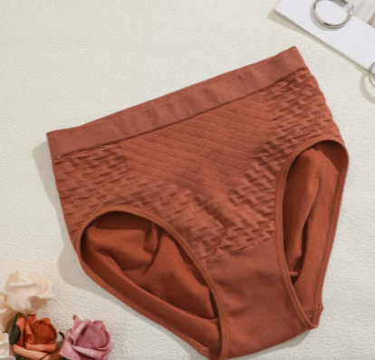 FINETOO 5 piezas de bragas de mujer con cintura alta y cobertura total de color melocotón, ropa interior