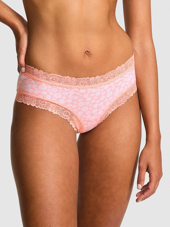 Cheeky de algodón con cintura de encaje, Pink - Victoria'S Secret