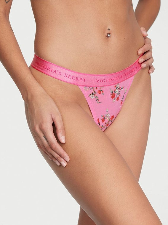 Panty de algodón tipo bikini con cintura elástica con logo Victoria's Secret
