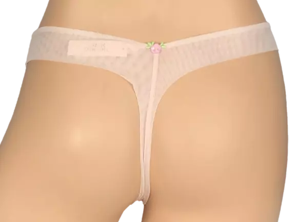 Tanga Bordada Floral en tonos rosa pastel