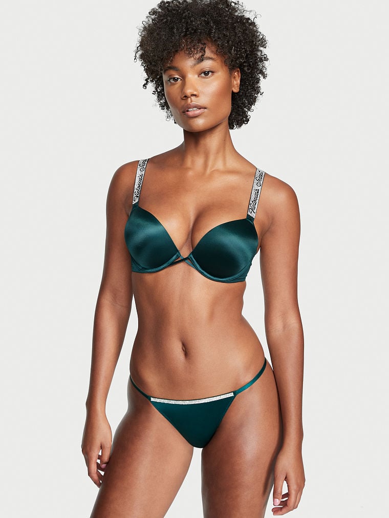 Hilo fino de cuerda en frente y V brillante Victoria's Secret