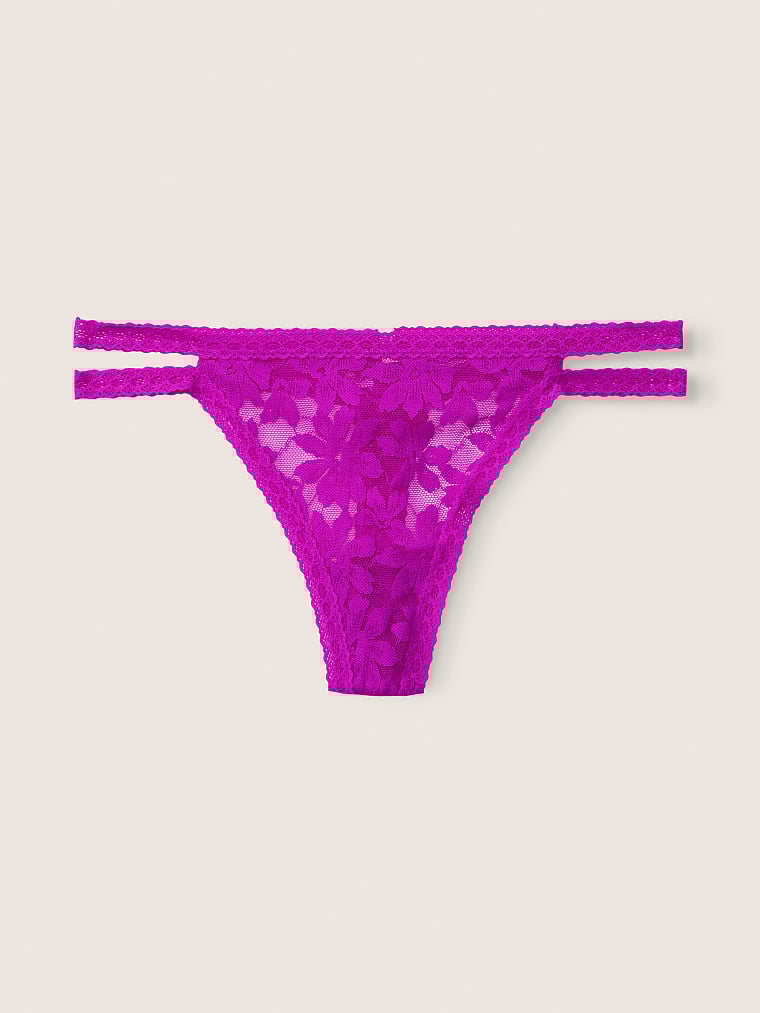 Tangas de encaje fino con tiras Pink Victoria's Secret