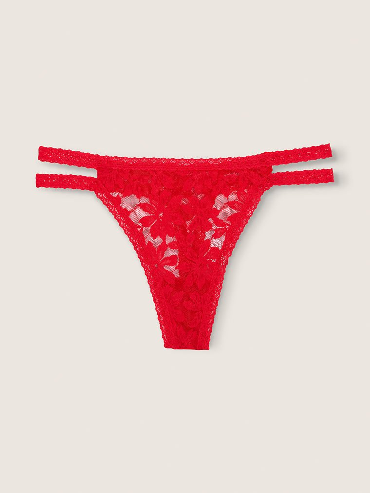 Tangas de encaje fino con tiras Pink Victoria's Secret