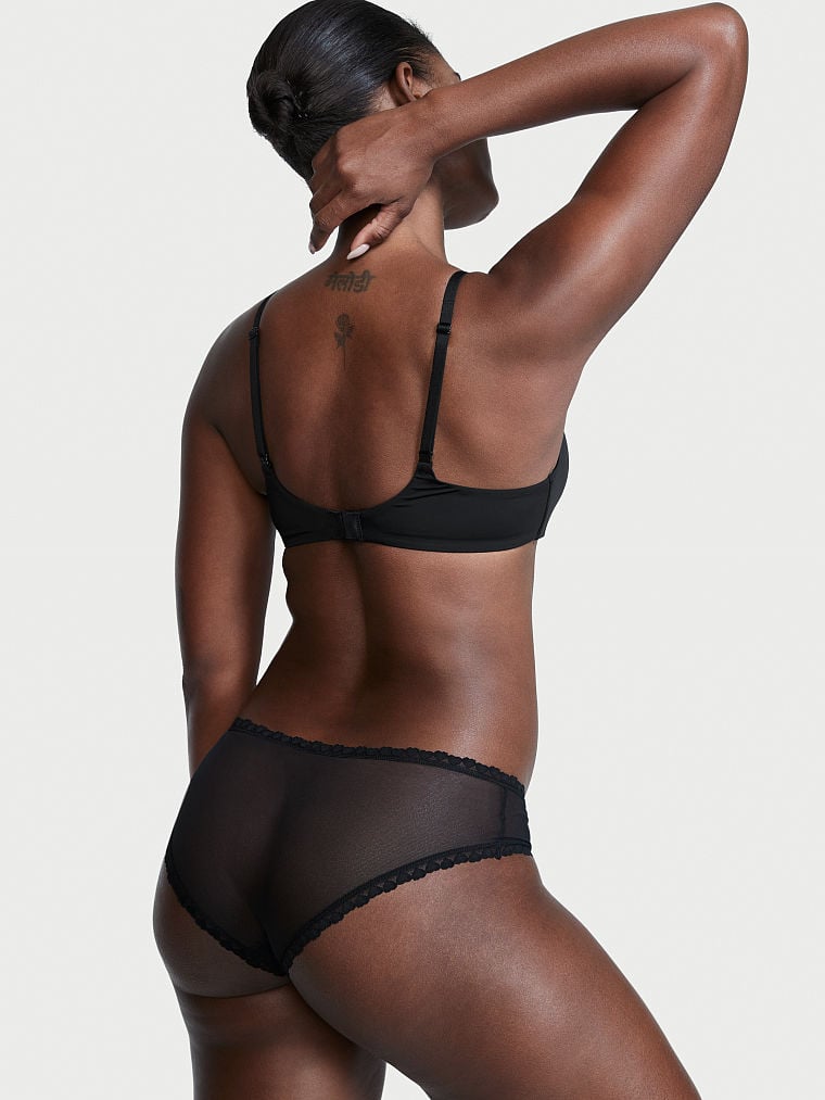 Braga de malla con ribete de encaje de corazón estilo Bikini Victoria's Secret