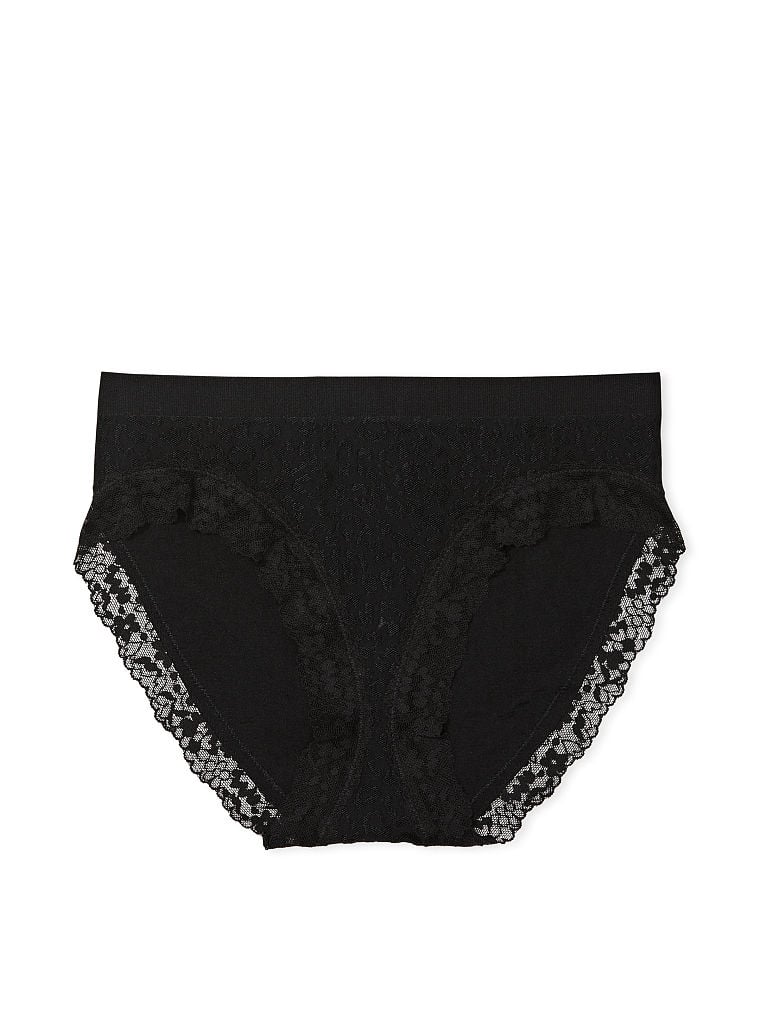 Panty de algodón elástico, con encaje en pierna alta Victoria´S Secret.