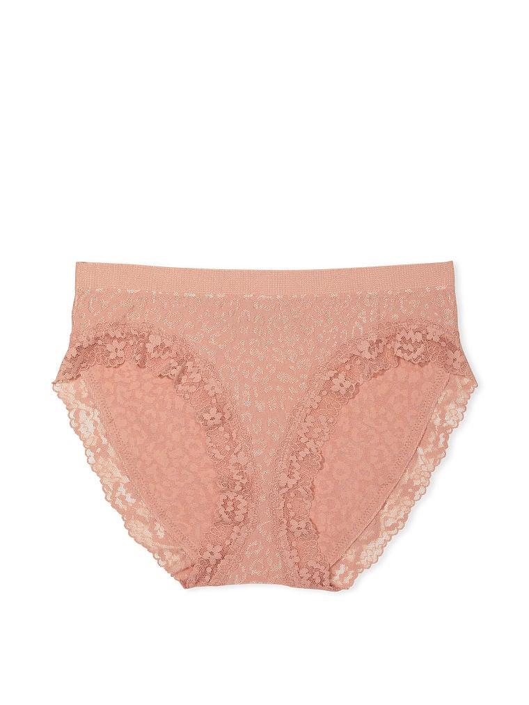 Panty de algodón elástico, con encaje en pierna alta Victoria´S Secret.