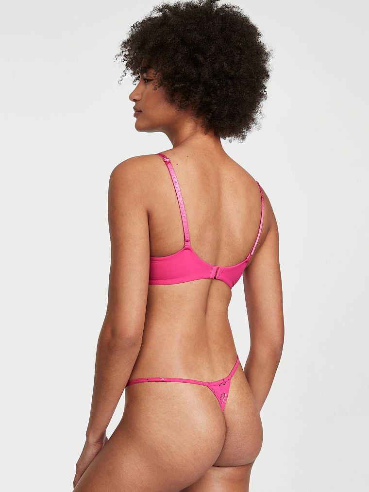 Hilo de algodón con fucsia con corazones dorados Victoria's Secret