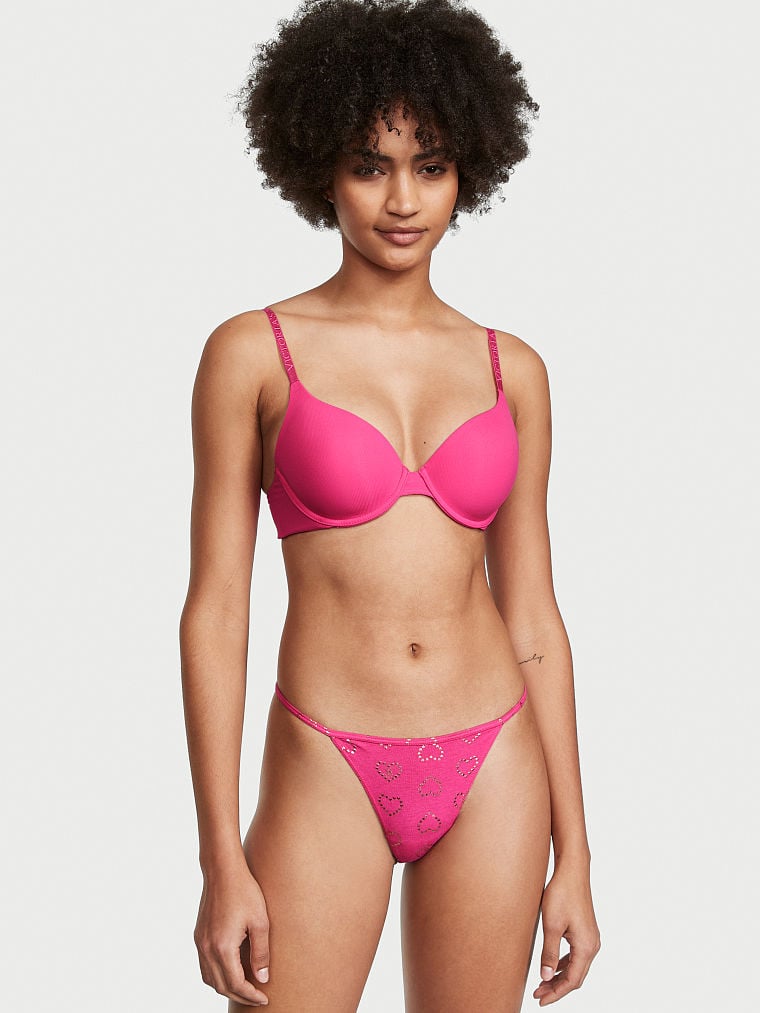 Hilo de algodón con fucsia con corazones dorados Victoria's Secret