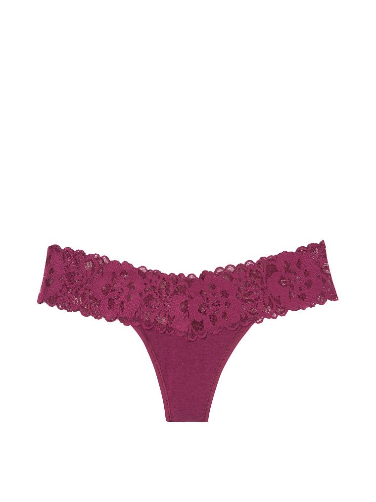 Tanga de algodón con cintura de encaje Victoria's Secret