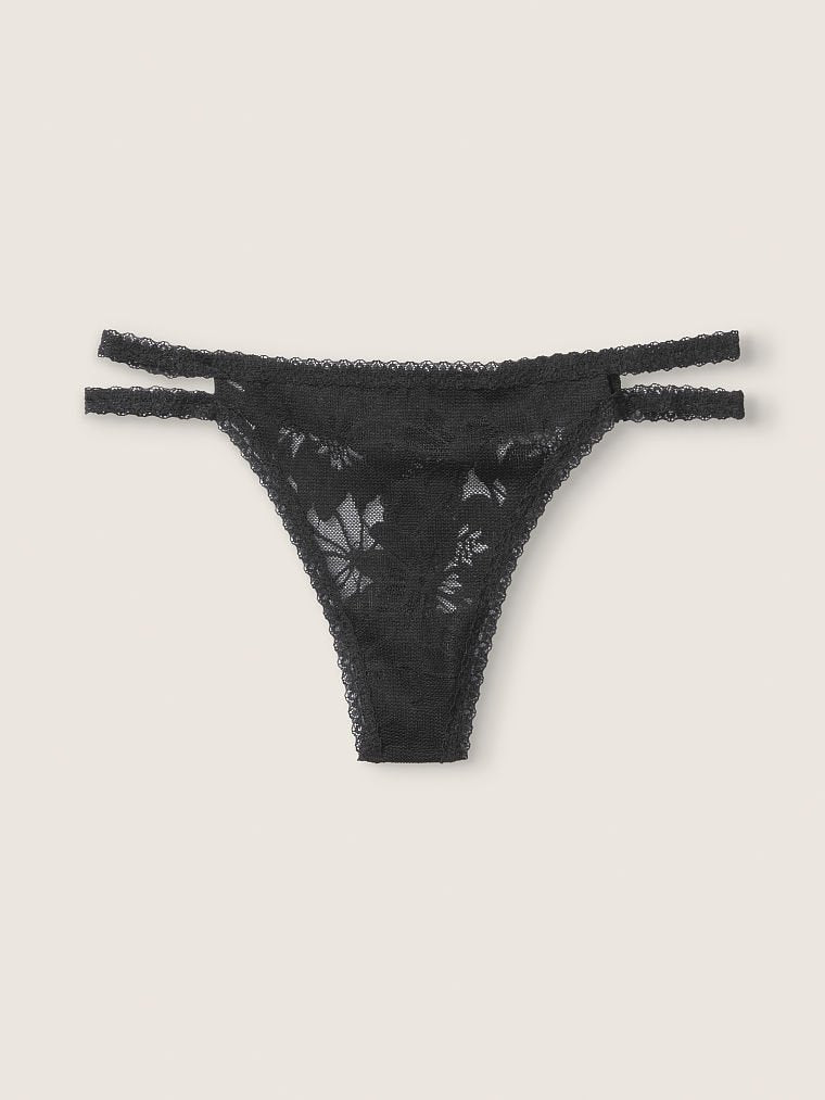 Tangas de encaje fino con tiras Pink Victoria's Secret