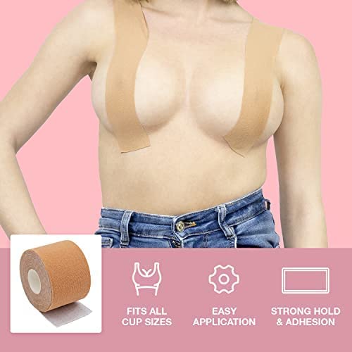 Boob Tape - Cinta transpirable para pechos – Cinta corporal instantánea para levantamiento de senos para copa A-E,