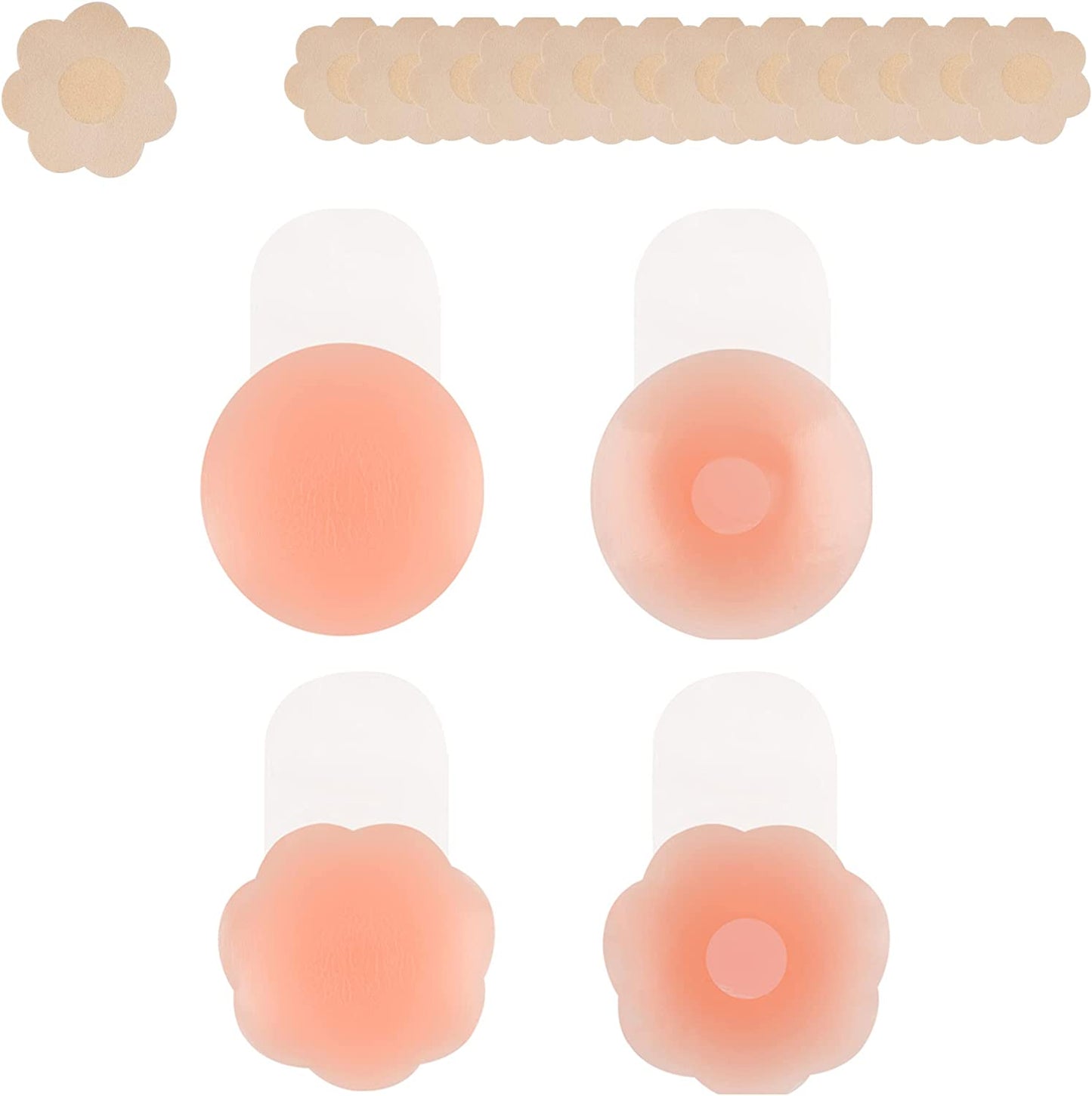 Cubre pezones 4 piezas silicona y 10 piezas de satén VSHZXFH