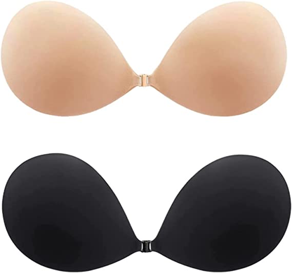 Sujetador adhesivo sin tirantes adhesivo invisible push up de silicona para vestido sin espalda con cubiertas de pezones Kaihngl