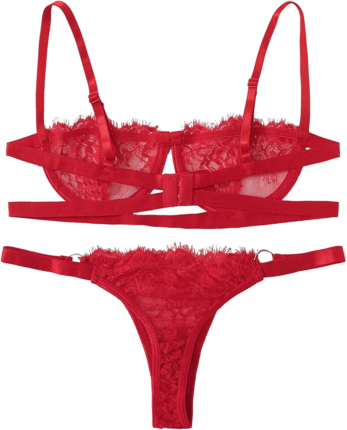 Conjunto de 2 piezas de lencería sexy de Tanga y brasier-SheIn