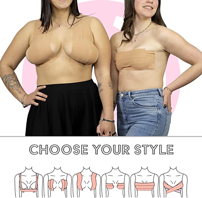 Boob Tape - Cinta transpirable para pechos – Cinta corporal instantánea para levantamiento de senos para copa A-E,