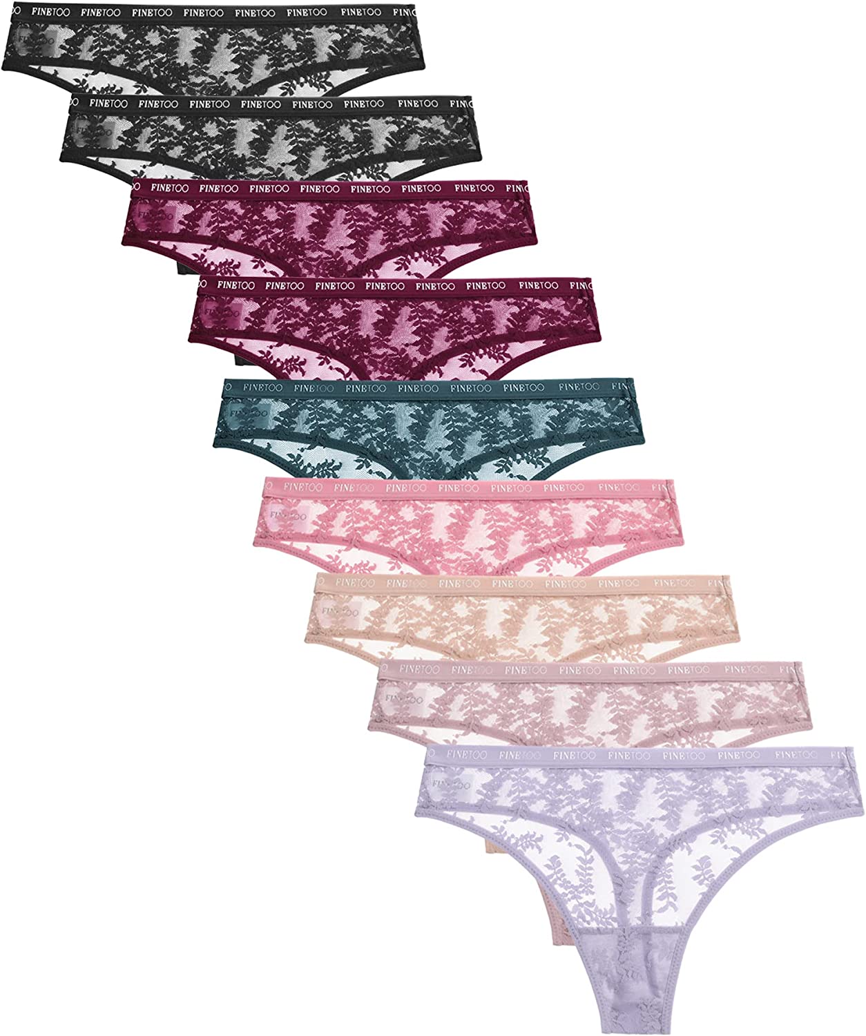 FINETOO Individual L.185, Paquete de 3 tangas de encaje para mujer a L.490 ropa interior sexy de cintura alta, linda transpirable, elástica, S-XL