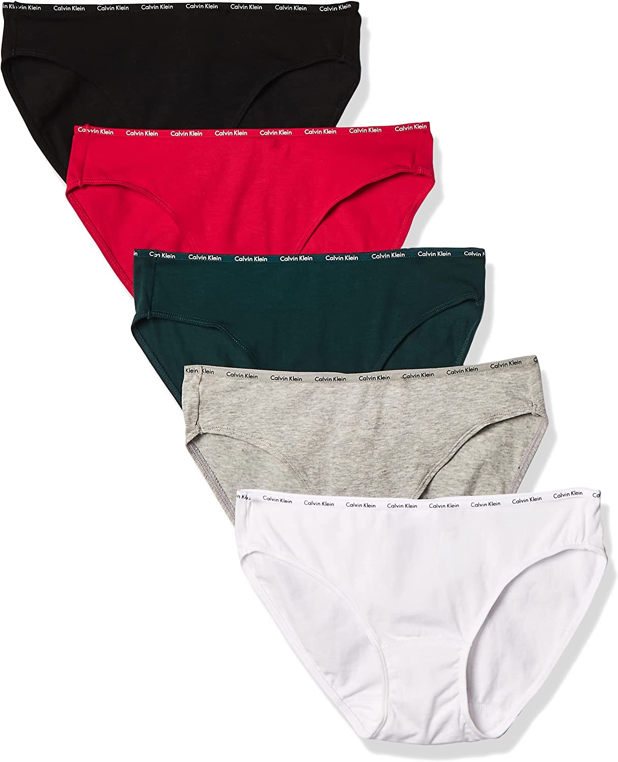 CALVIN KLEIN - Calzones de algodón elástico con logo y de corte tipo bikini para mujer, multipaquete