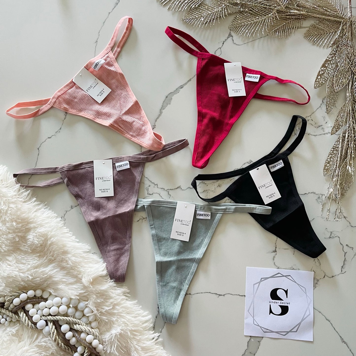 Paquete de 5 tangas FINETOO para mujer, bragas de algodón elásticas con espalda en T, tangas de tiro bajo, ropa interior hipster sexy FINETOO