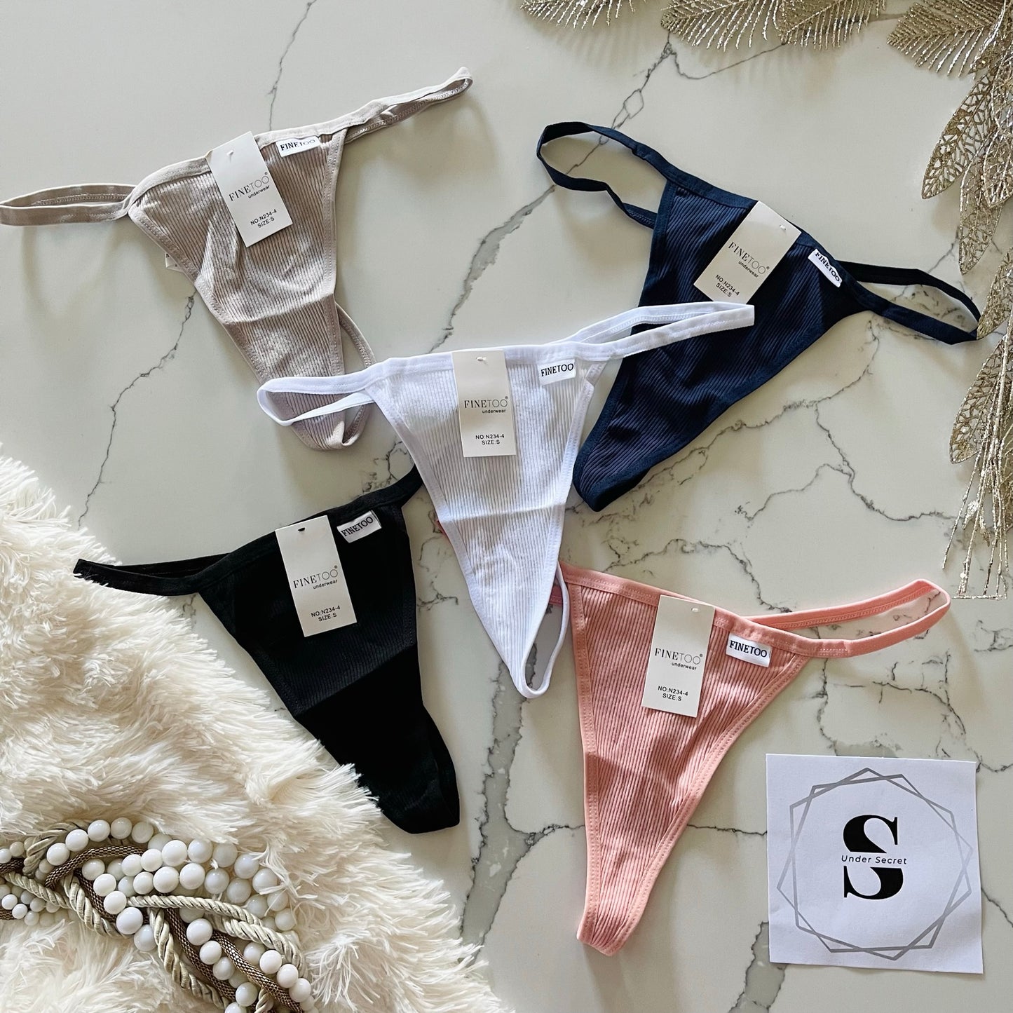 Paquete de 5 tangas FINETOO para mujer, bragas de algodón elásticas con espalda en T, tangas de tiro bajo, ropa interior hipster sexy FINETOO