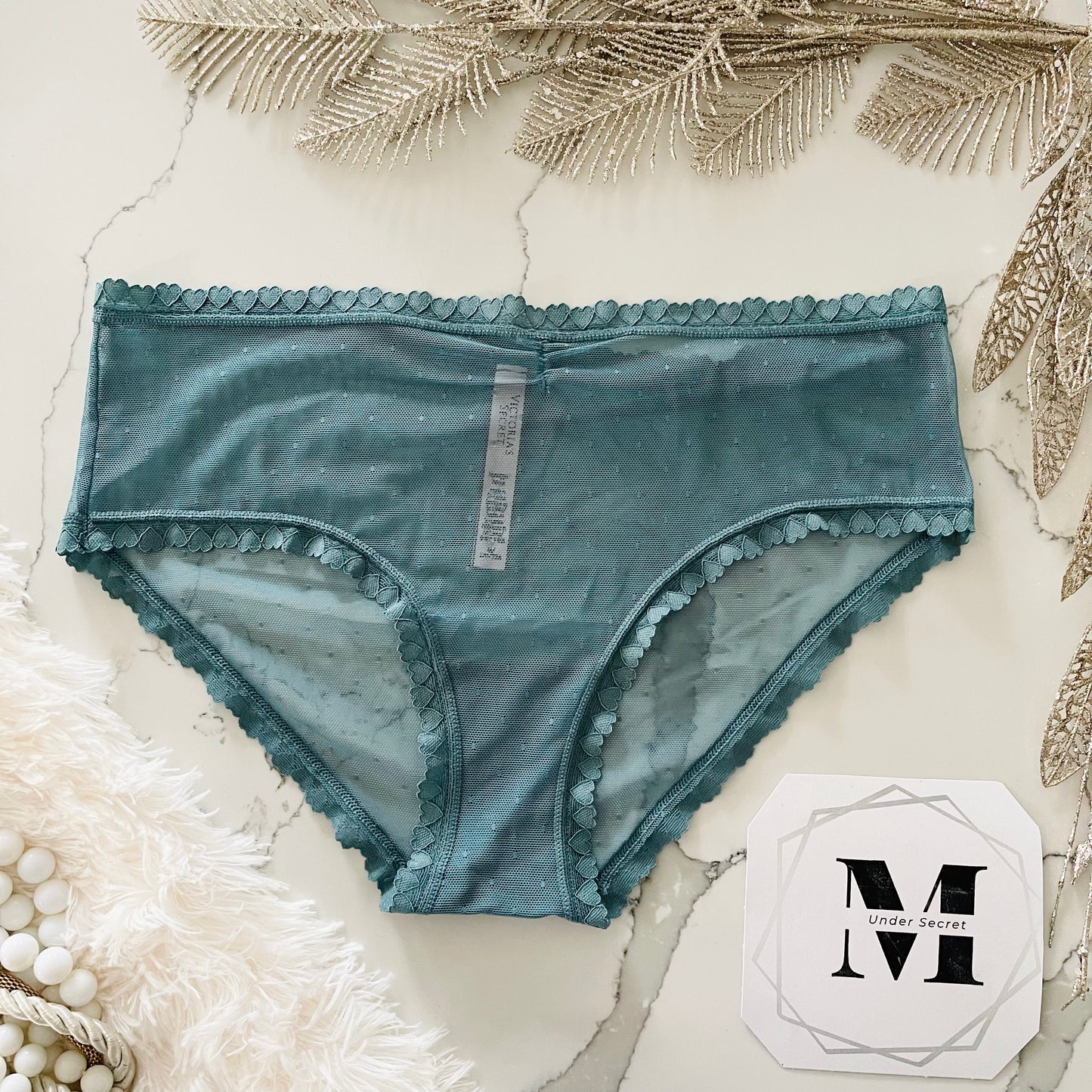 Braga de malla con ribete de encaje de corazón estilo Bikini Victoria's Secret