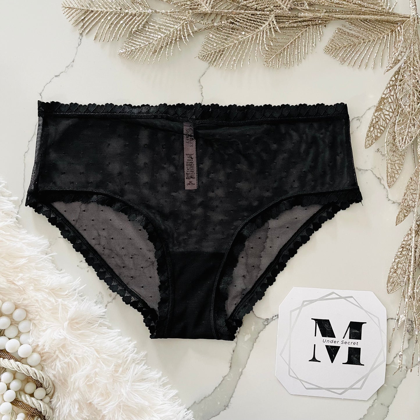 Braga de malla con ribete de encaje de corazón estilo Bikini Victoria's Secret