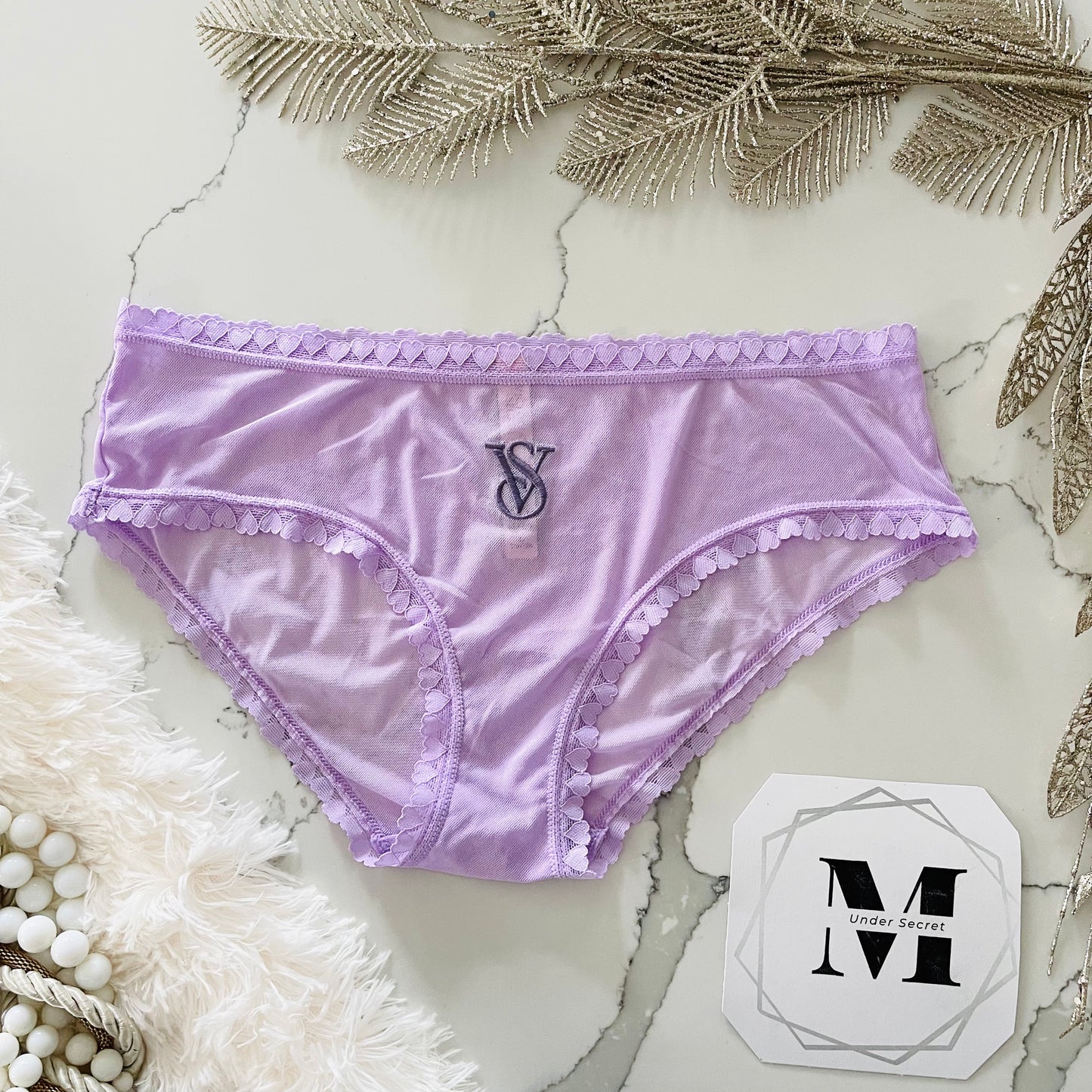 Braga de malla con ribete de encaje de corazón estilo Bikini Victoria's Secret