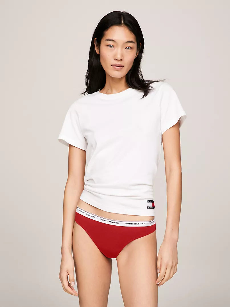 Tommy Hilfiger - Tangas de algodón de cintura elástica con logo