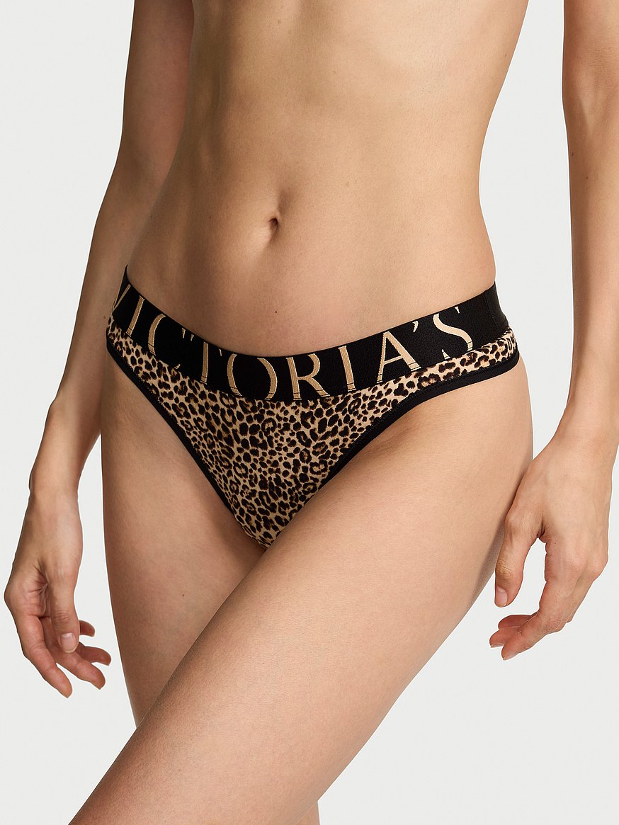 Tangas de algodón clásica de cintura elástica con logo by Victoria's Secret