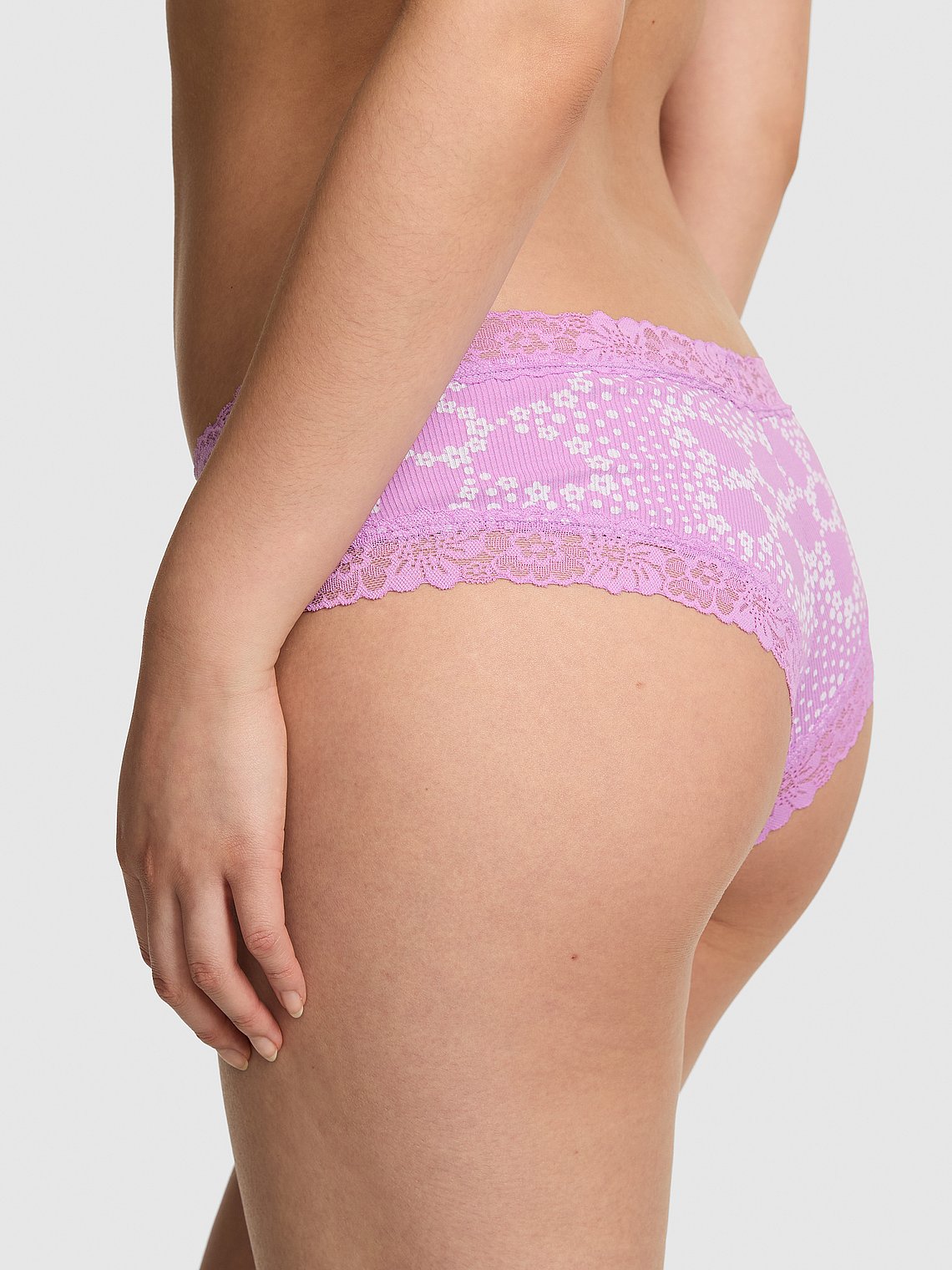 Cheeky de algodón con ribete de encaje Pink - Victoria's Secret