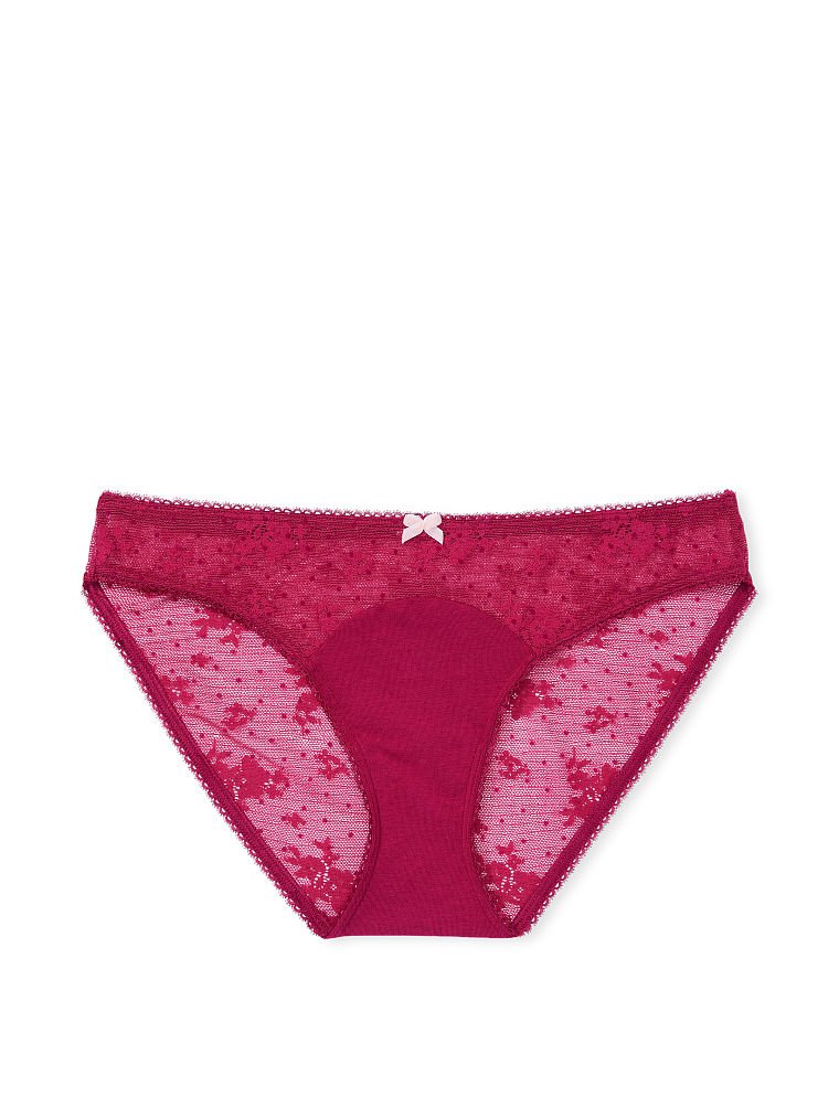 Panty de algodón elástico tipo bikini con encaje Victoria's Secret - Talla S
