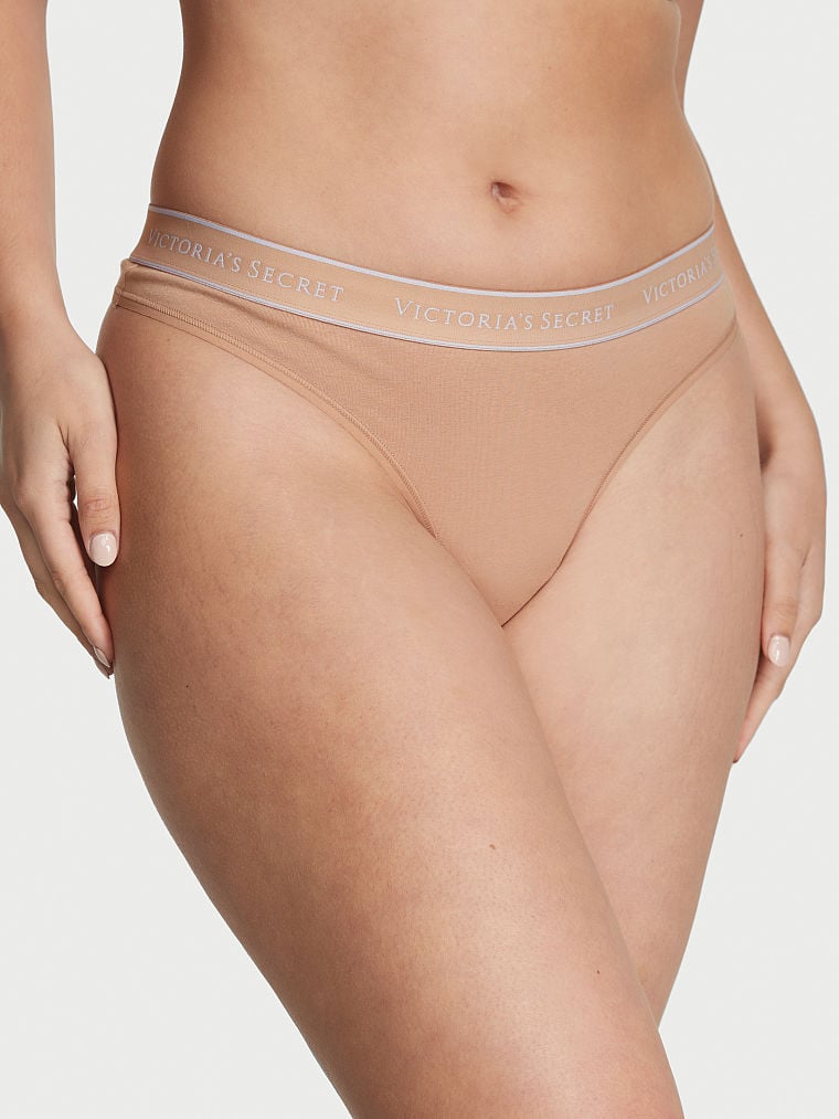 Tangas de algodón clásica de cintura elástica con logo by Victoria's Secret